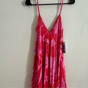 Goa Beachwear by Japan tropical hot pink and bubble gum pink print size M NWT